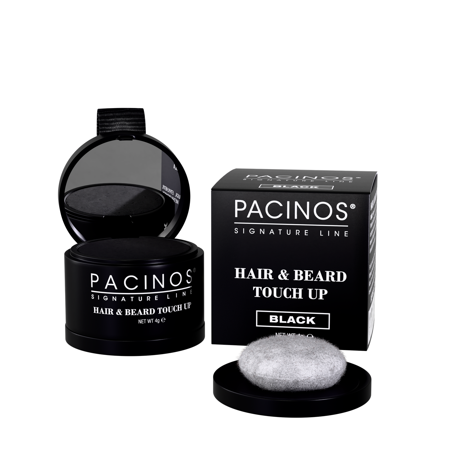 Hair & Beard Touch Up Powder – Instantly Covers Gray Hair, Bald Spots & Patchy Beards – Water-Resistant, Natural Finish – Black – 4g Color Kit Haircare
