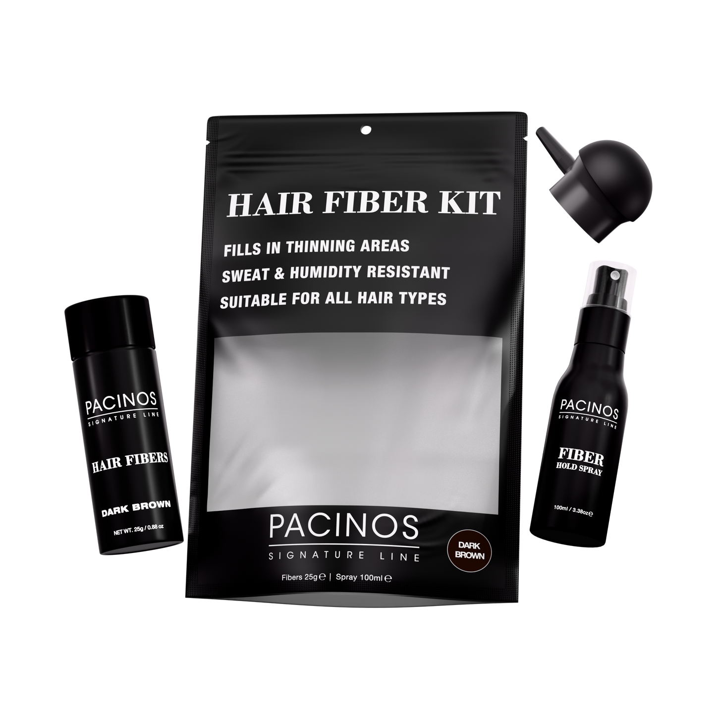 Hair Fiber Kit with Fiber Hold Spray - Instantly Cover Thinning Hair & Bald Spots with Natural Finish - Haircare