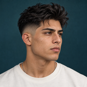 Man with a textured matte quiff and low skin fade styled with Pacinos Clay