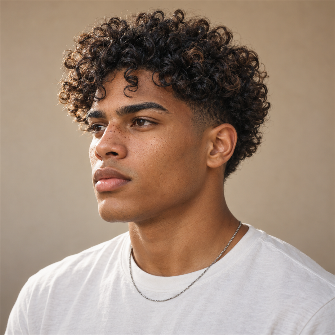 Man with defined medium curls styled with Pacinos Curl Mousse