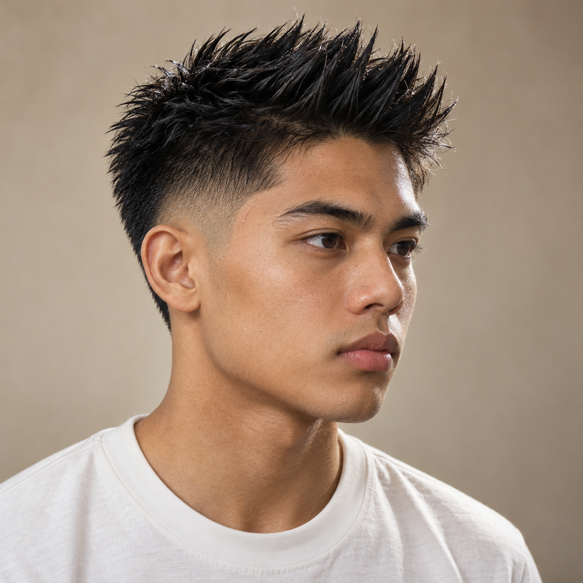Man with defined spiky firm-hold hair styled with Pacinos Styling Gel