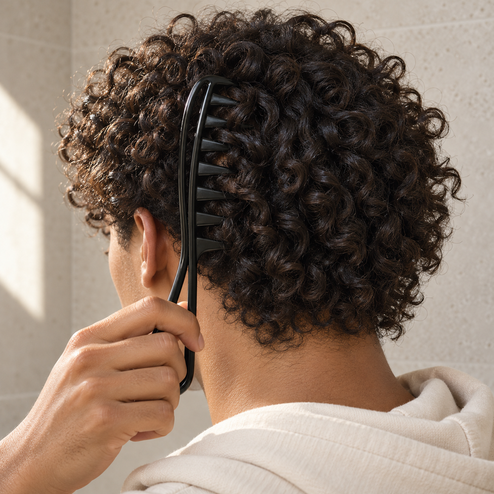 Styling hair with the Pacinos Wide Tooth Flex comb